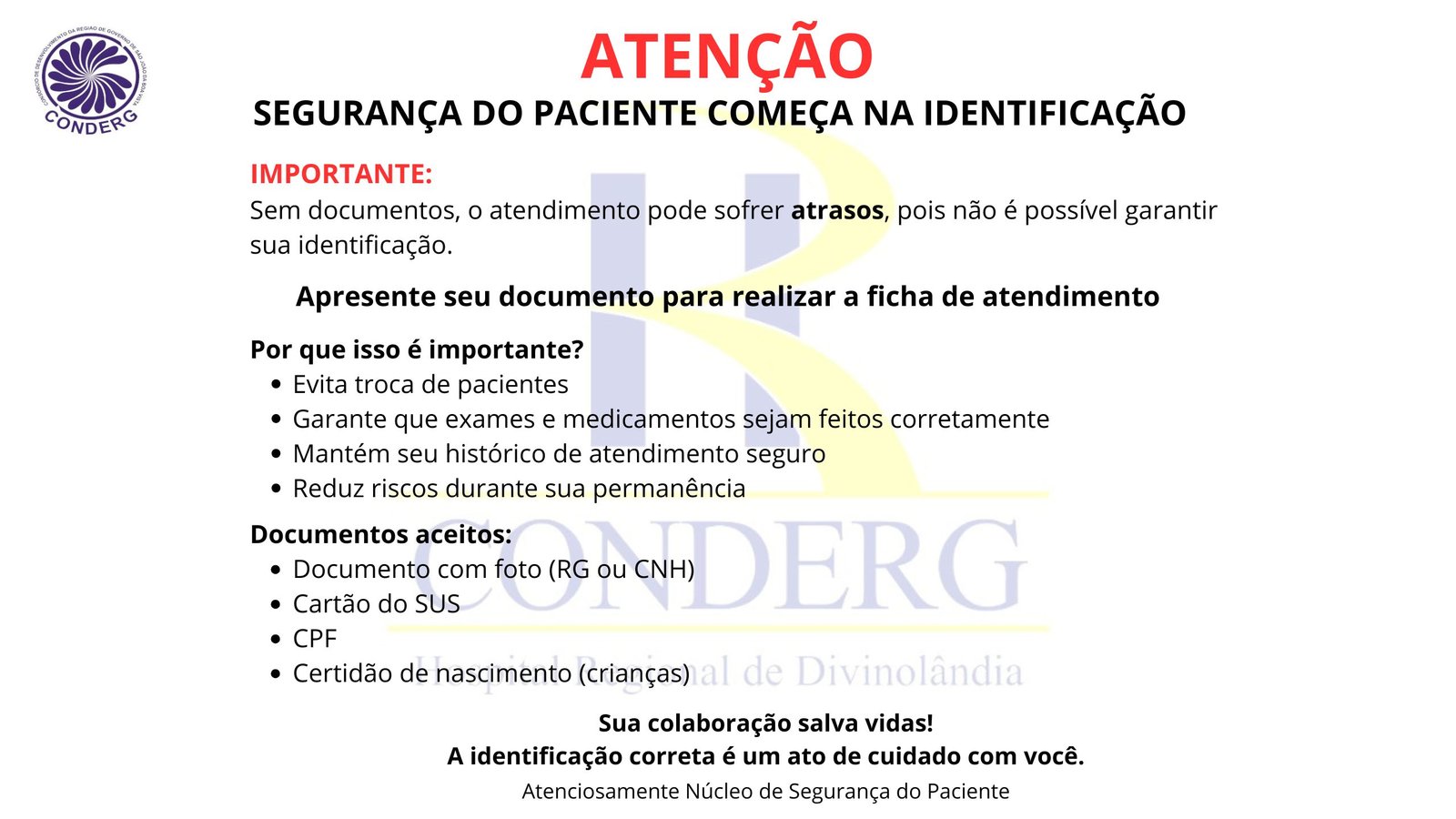 Atenção: segurança do paciente começa na identificação